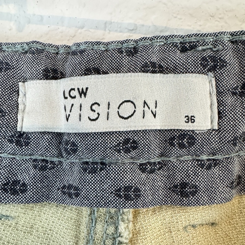 LCW Vision LC Waikiki Shorts White With Blue Distressing 100% Cotton Mens 36 - Picture 5 of 7